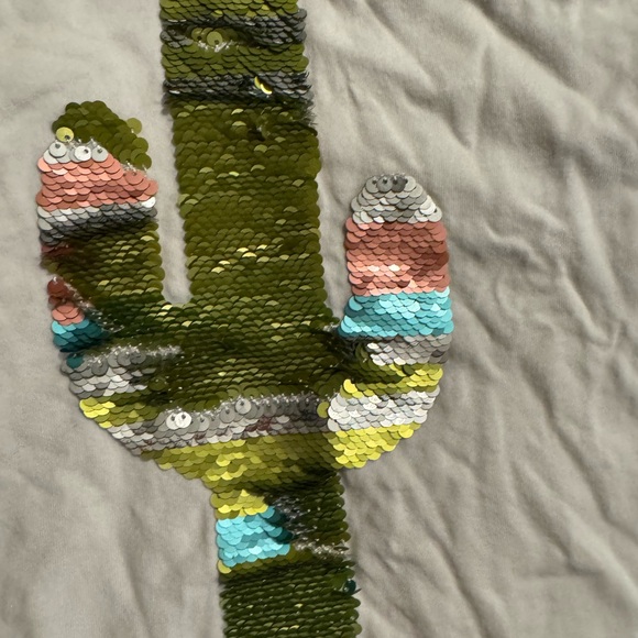 Ariat Shirt Women's Medium Sequins Cactus Baseball Tee Top Yellow Green White - Picture 2 of 5